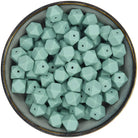 Siliconen kraal mini-hexagon 14 mm in Vergrijsd Turquoise