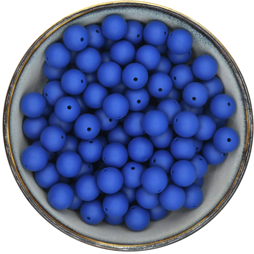 Ronde siliconen kraal van 15 mm in de donkerblauwe kleur Navy