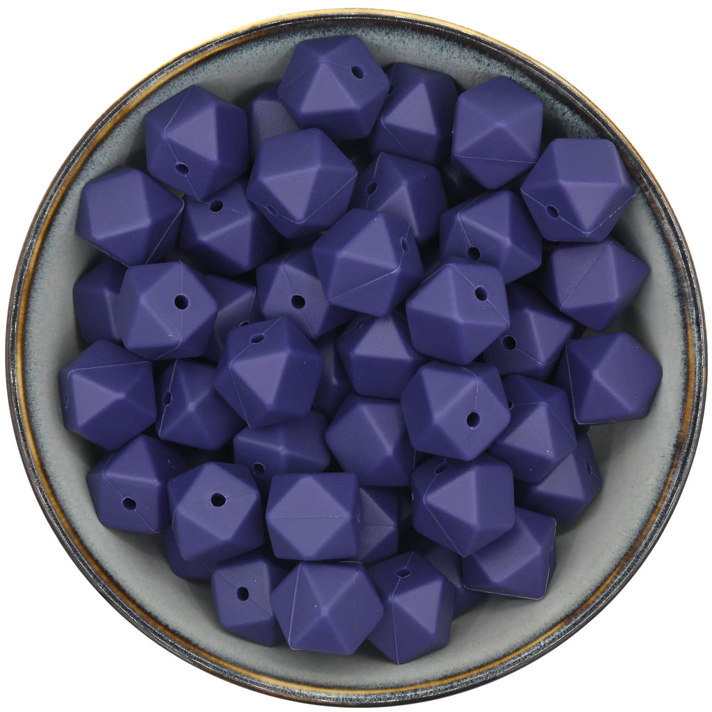 Siliconen kraal hexagon van 17 mm in de kleur Night Sky