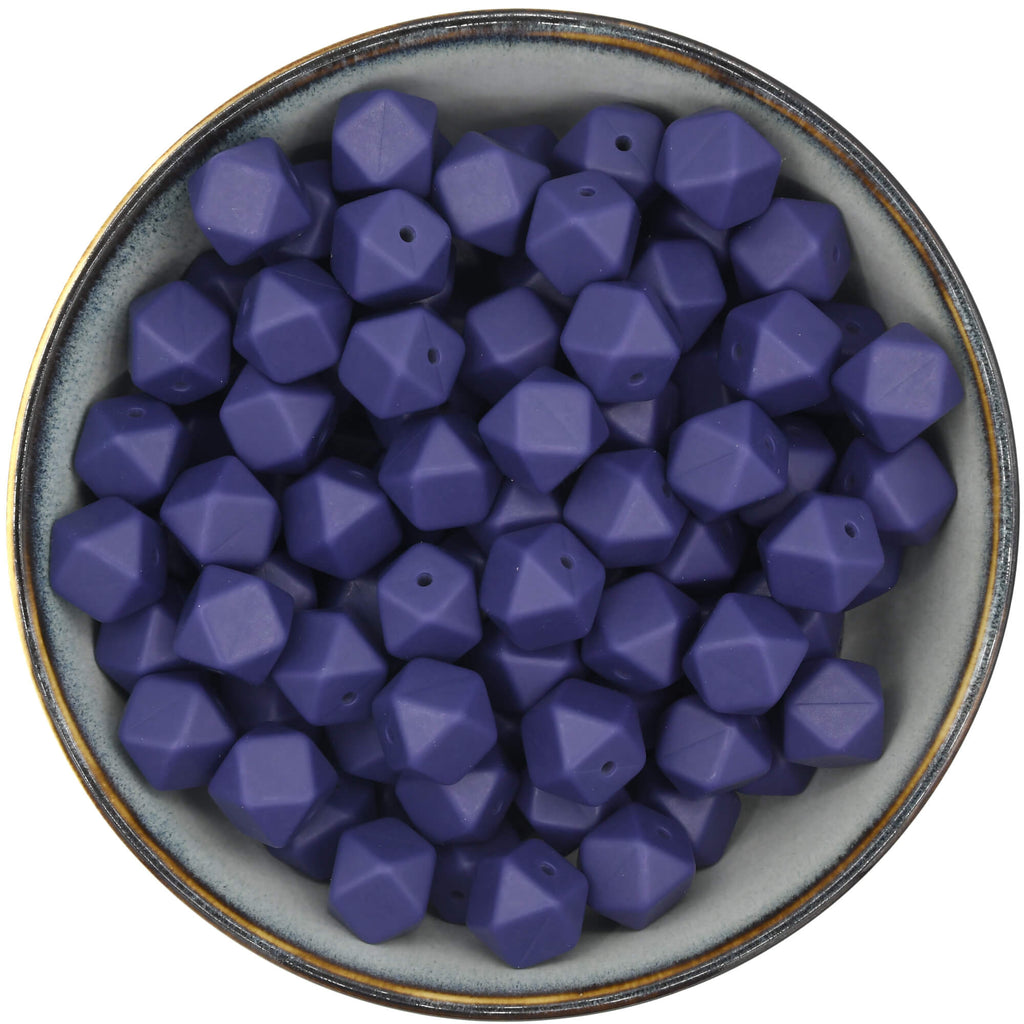 Siliconen kraal mini-hexagon van 14 mm in de kleur Night Sky