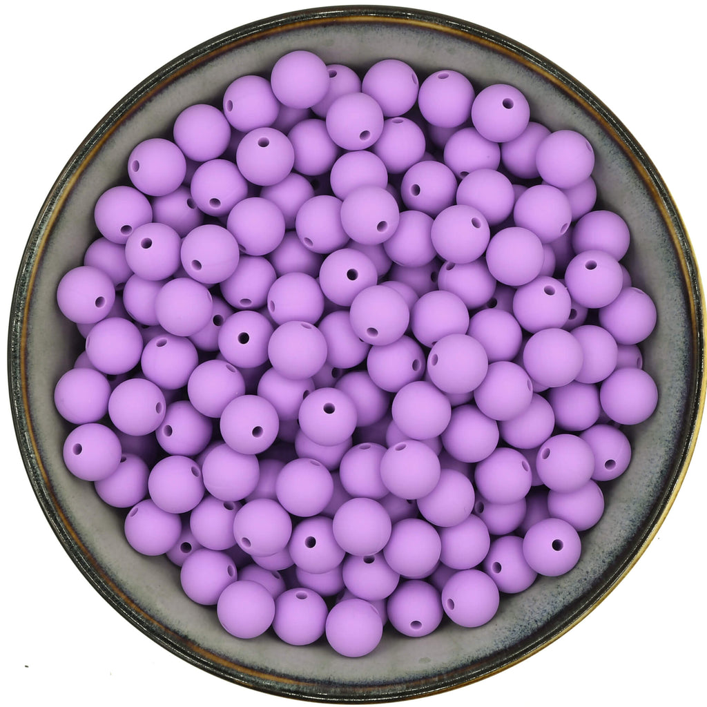 Ronde siliconen kralen van 12 mm in de kleur Violet