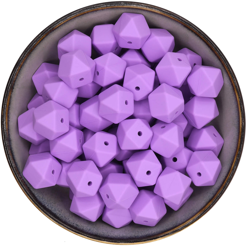 Siliconen kraal hexagon 17 mm in de kleur Violet
