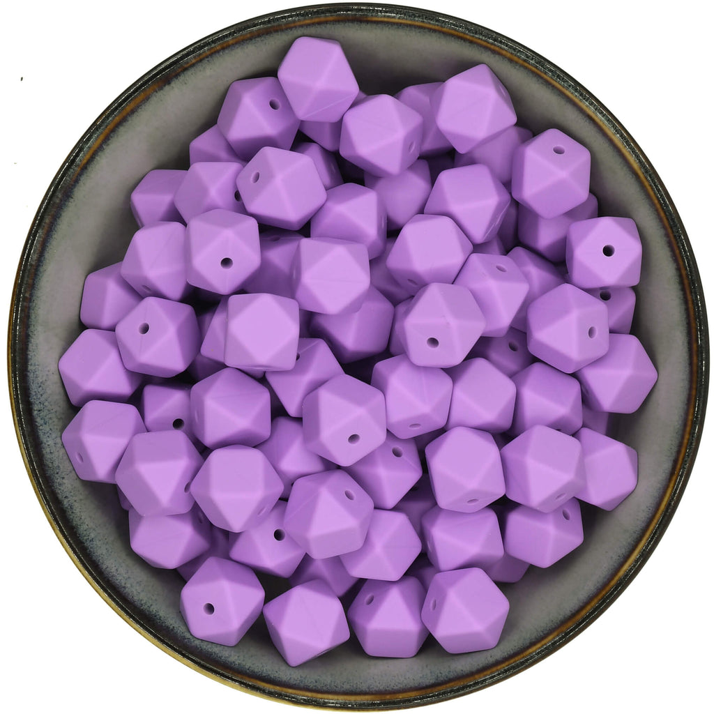 Siliconen kraal mini-hexagon van 14 mm in de kleur Violet