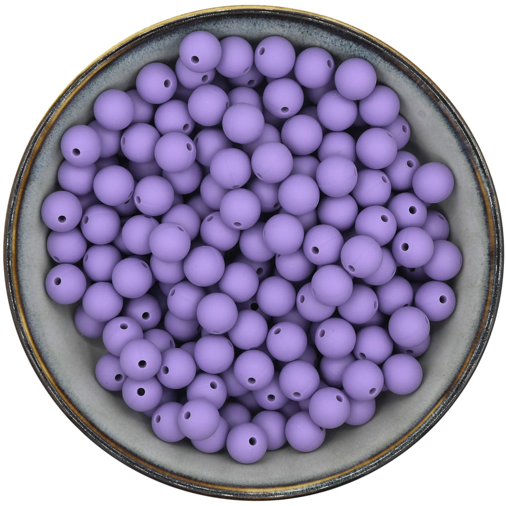 Ronde siliconen kraal van 12 mm in de kleur Lavendel