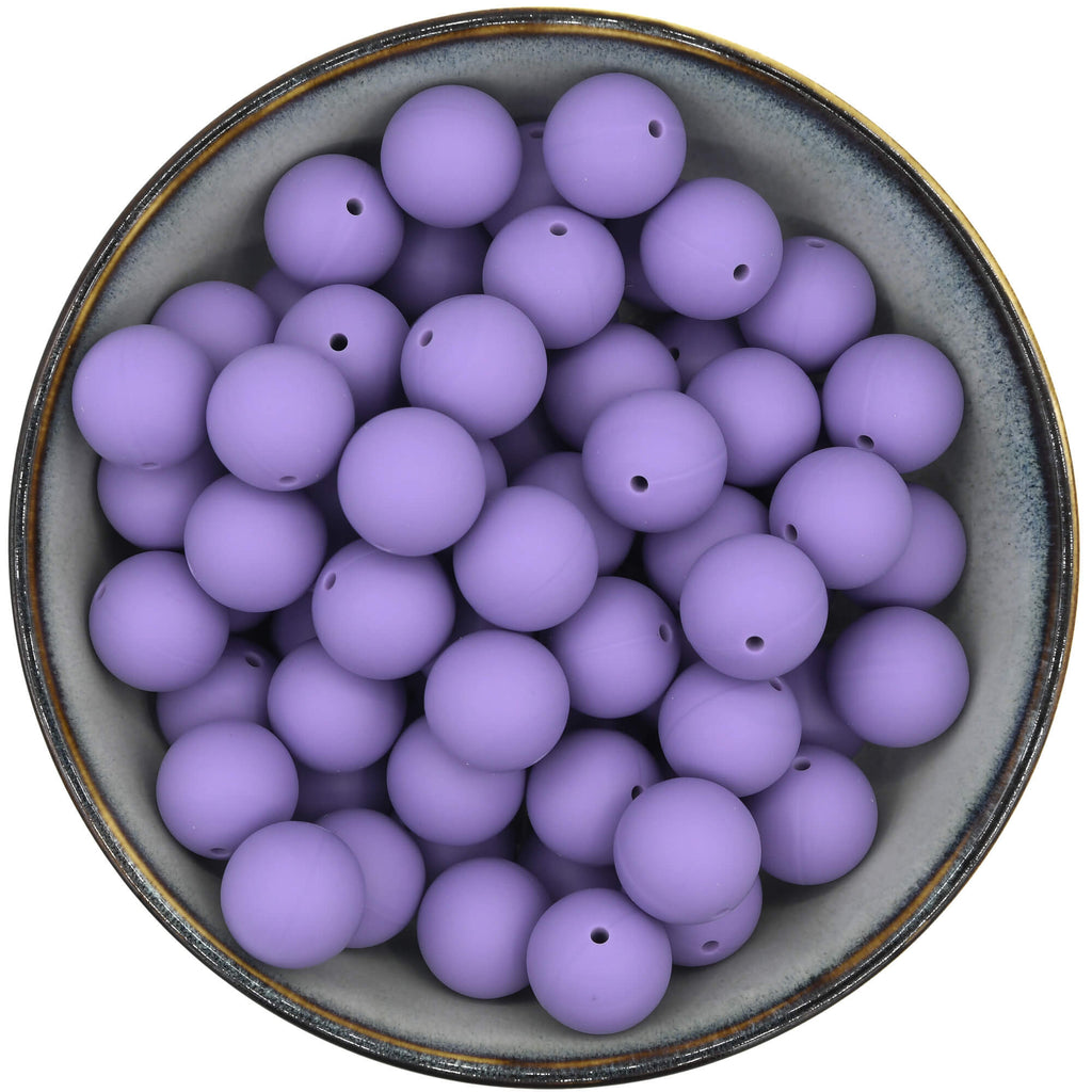 Ronde siliconen kraal van 19 mm in de kleur Lavendel