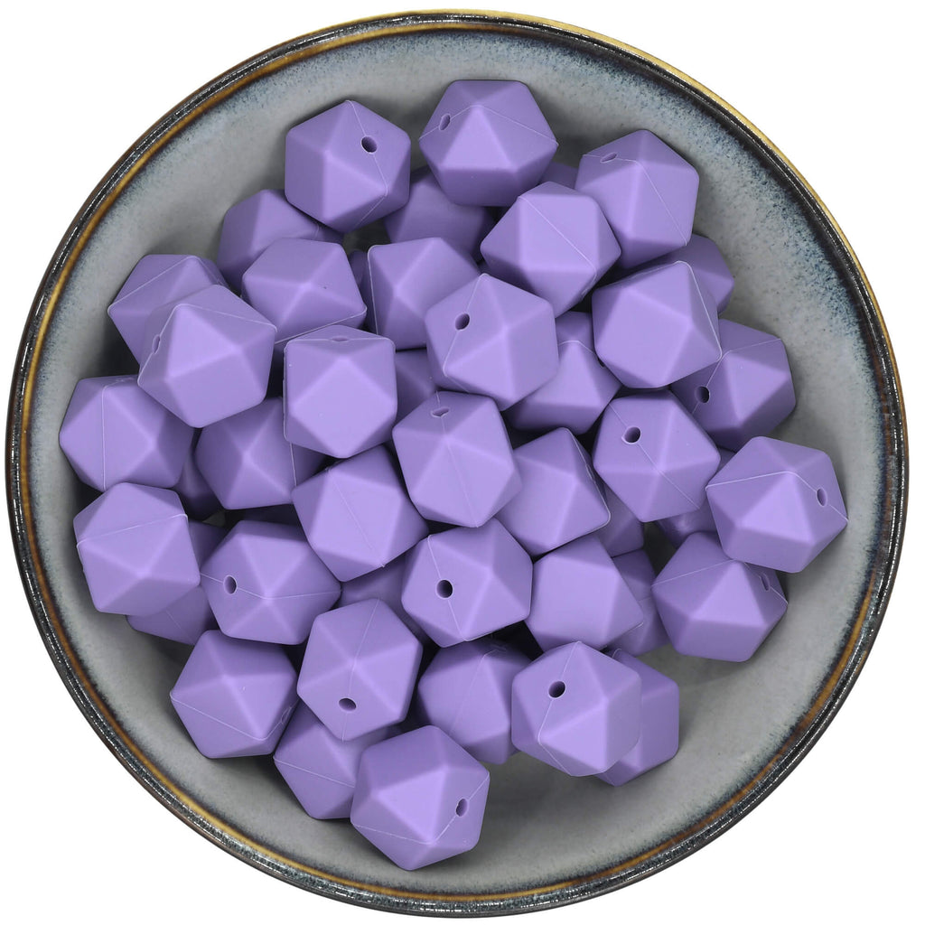 Siliconen kraal Hexagon van 17 mm in de kleur Lavendel