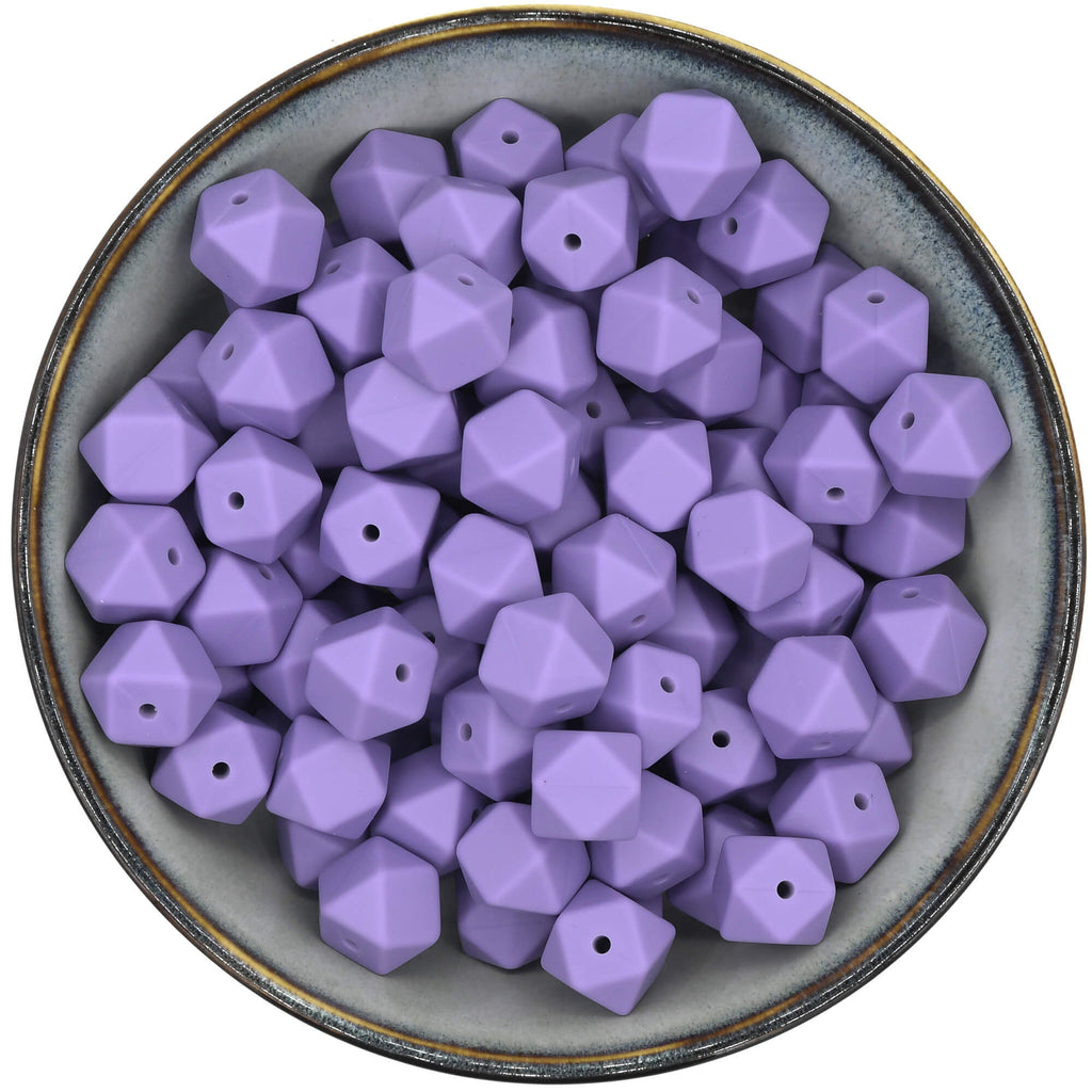 Siliconen kraal Mini-hexagon van 14 mm in de kleur Lavendel