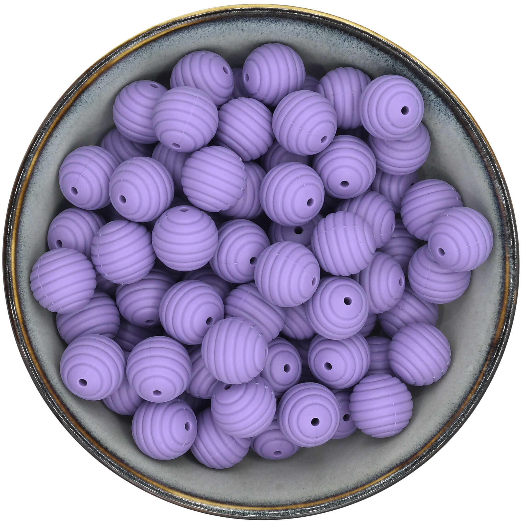 Ronde siliconen ribbelkraal van 18 mm in de kleur Lavendel