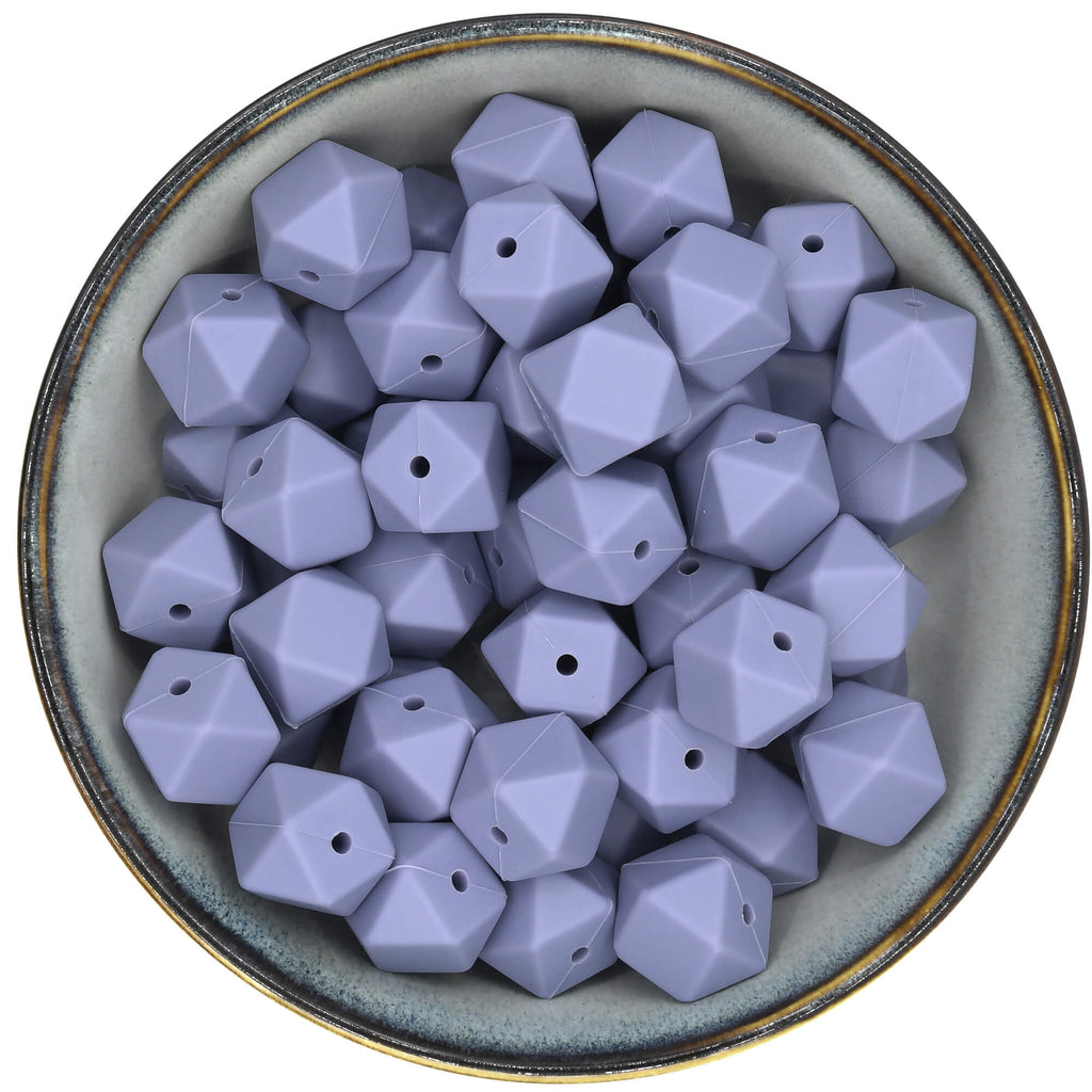 Siliconen kraal Hexagon 17 mm in de kleur Vergrijsd Paars