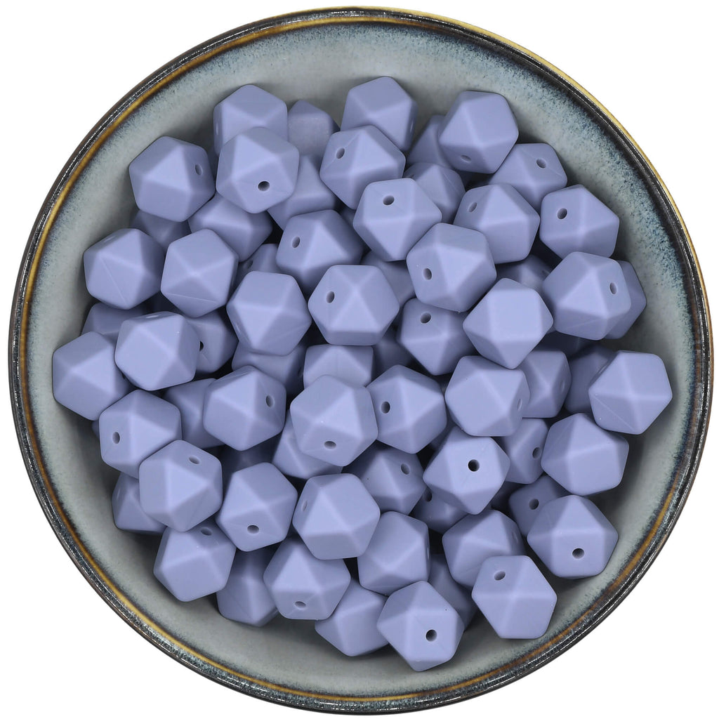 Siliconen kraal mini-hexagon van 14 mm in de kleur Vergrijsd Paars