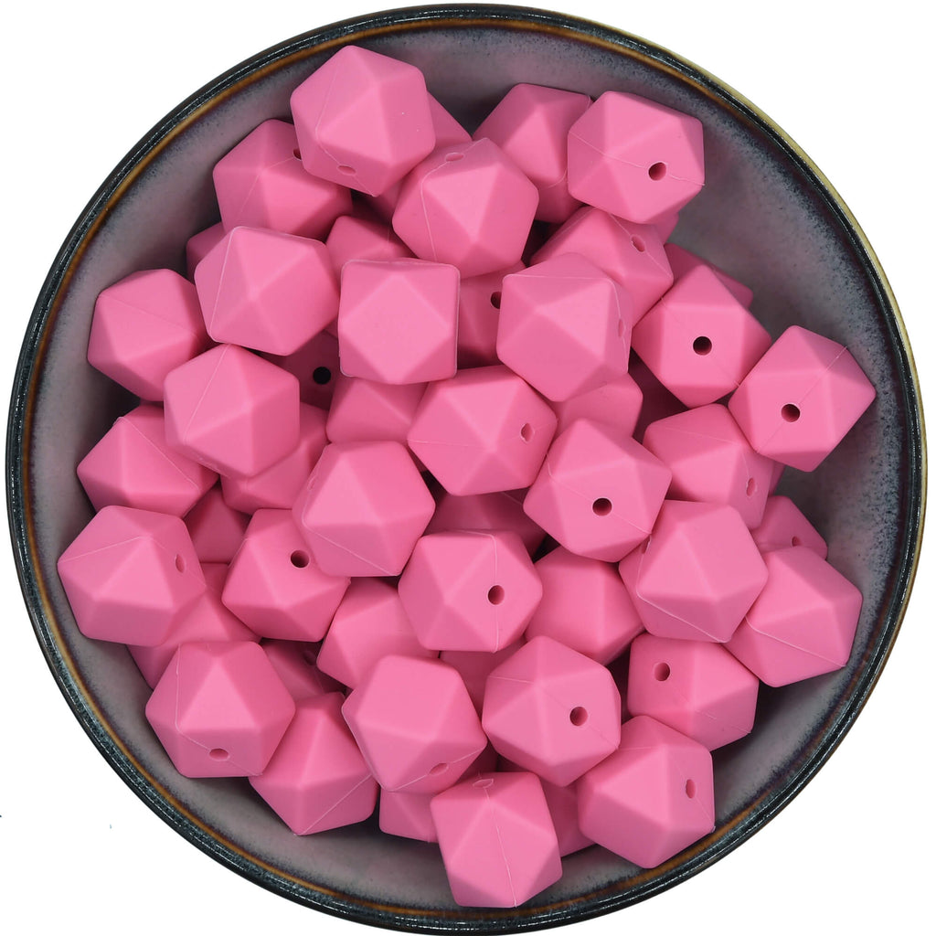 Siliconen kraal hexagon van 17 mm in de kleur Sweet Pink