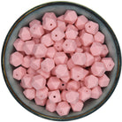 Siliconen kraal mini-hexagon van 14 mm in de kleur Pioenroos