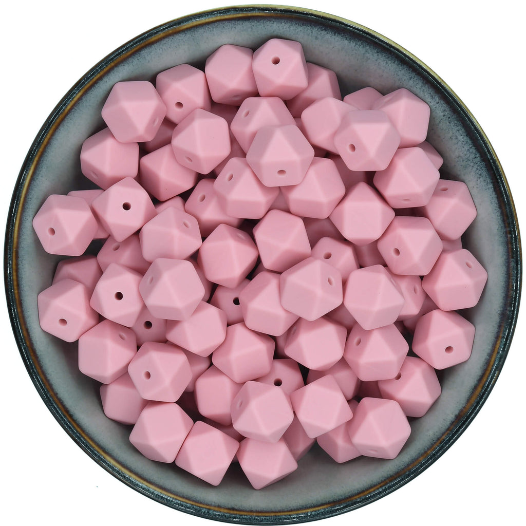Siliconen kraal mini-hexagon van 14 mm in de kleur Suikerspin