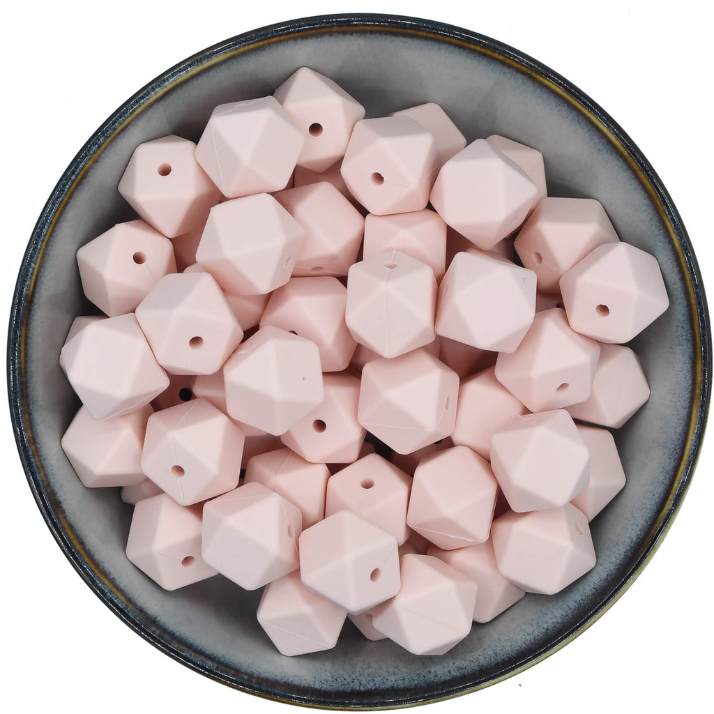 Siliconen kraal hexagon van 17 mm in de kleur Blush