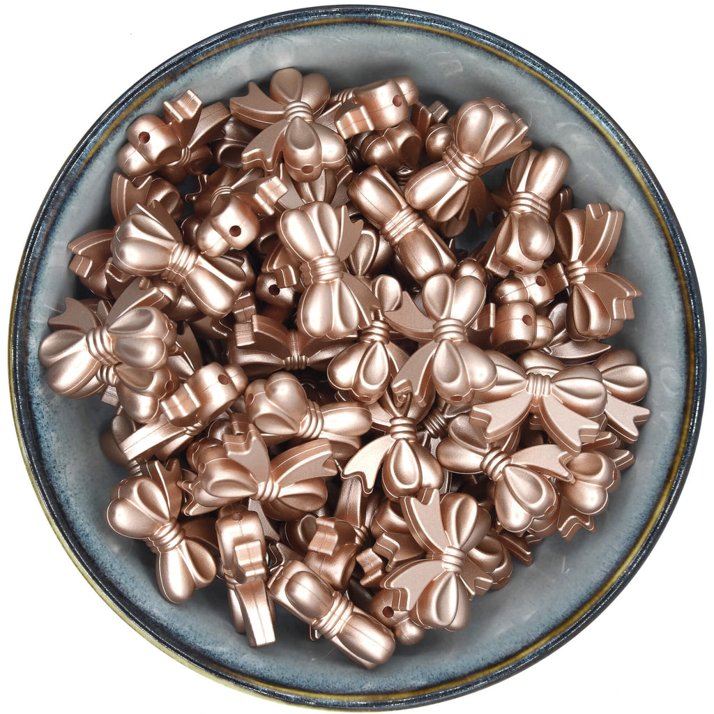 Siliconen kraal strikje in een glanzend bruine kleur, solid brons
