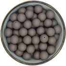 ronde siliconen kraal van 19 mm in de kleur Donker Taupe