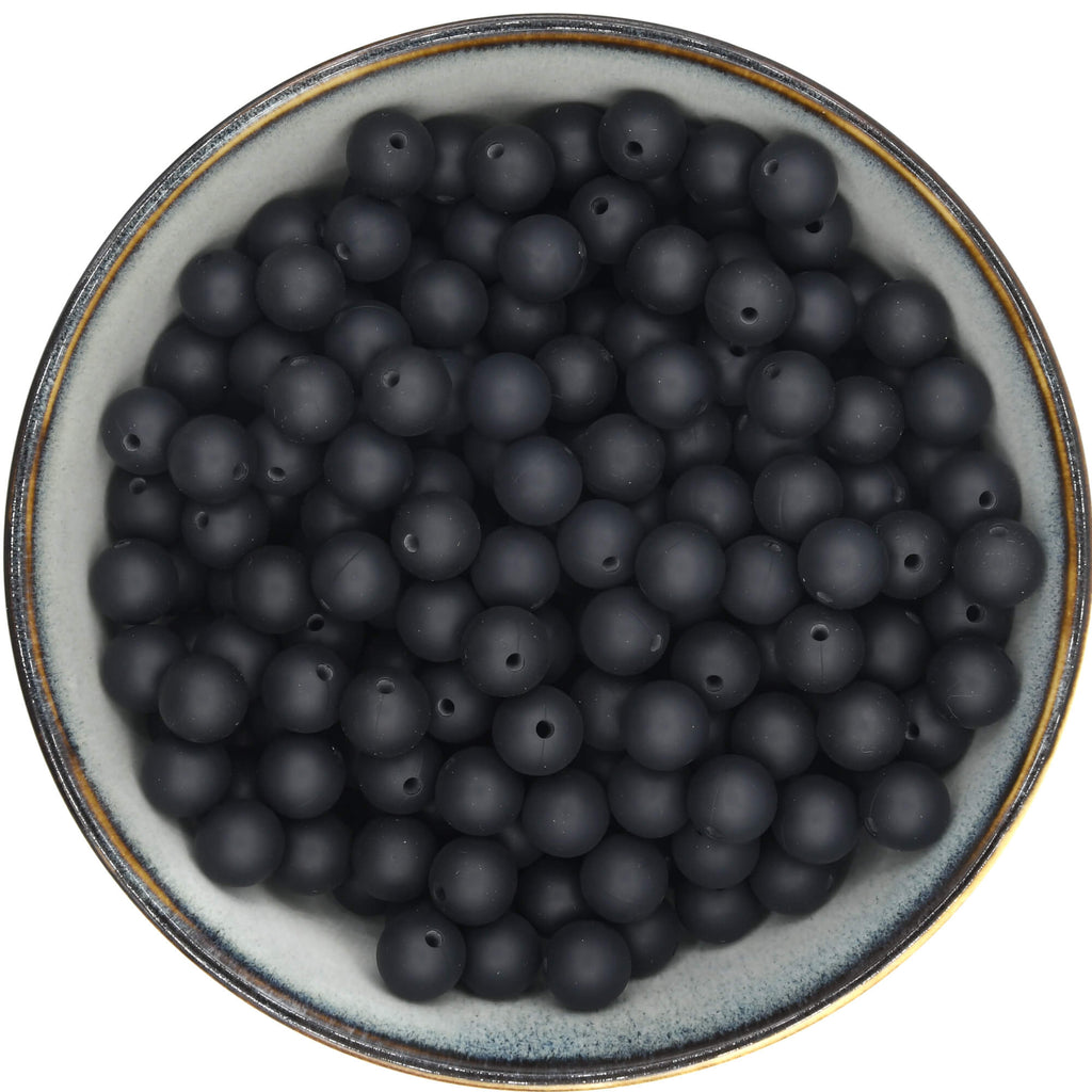Ronde siliconen kraal van 12 mm in het zwart