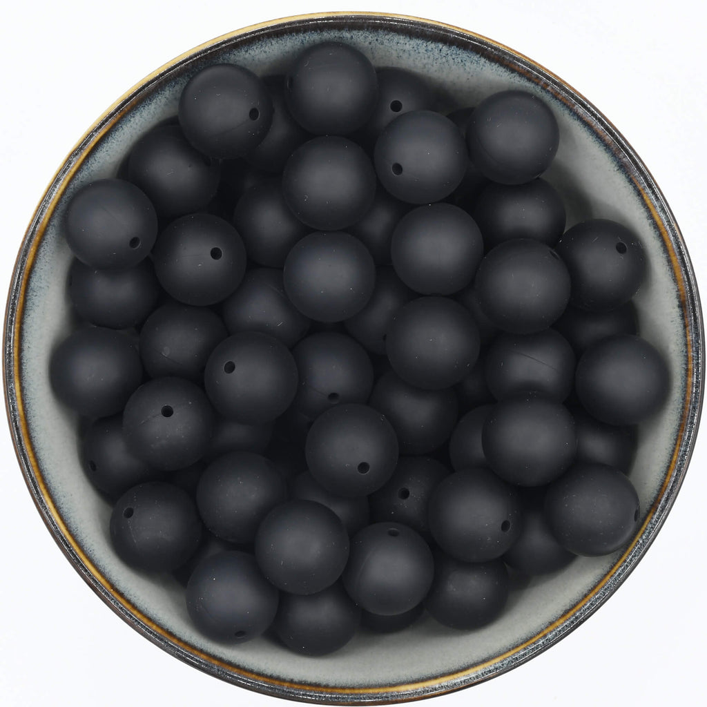 Ronde siliconen kraal van 19 mm in het zwart
