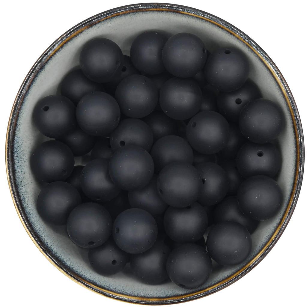 Ronde siliconen kraal van 22 mm in het zwart
