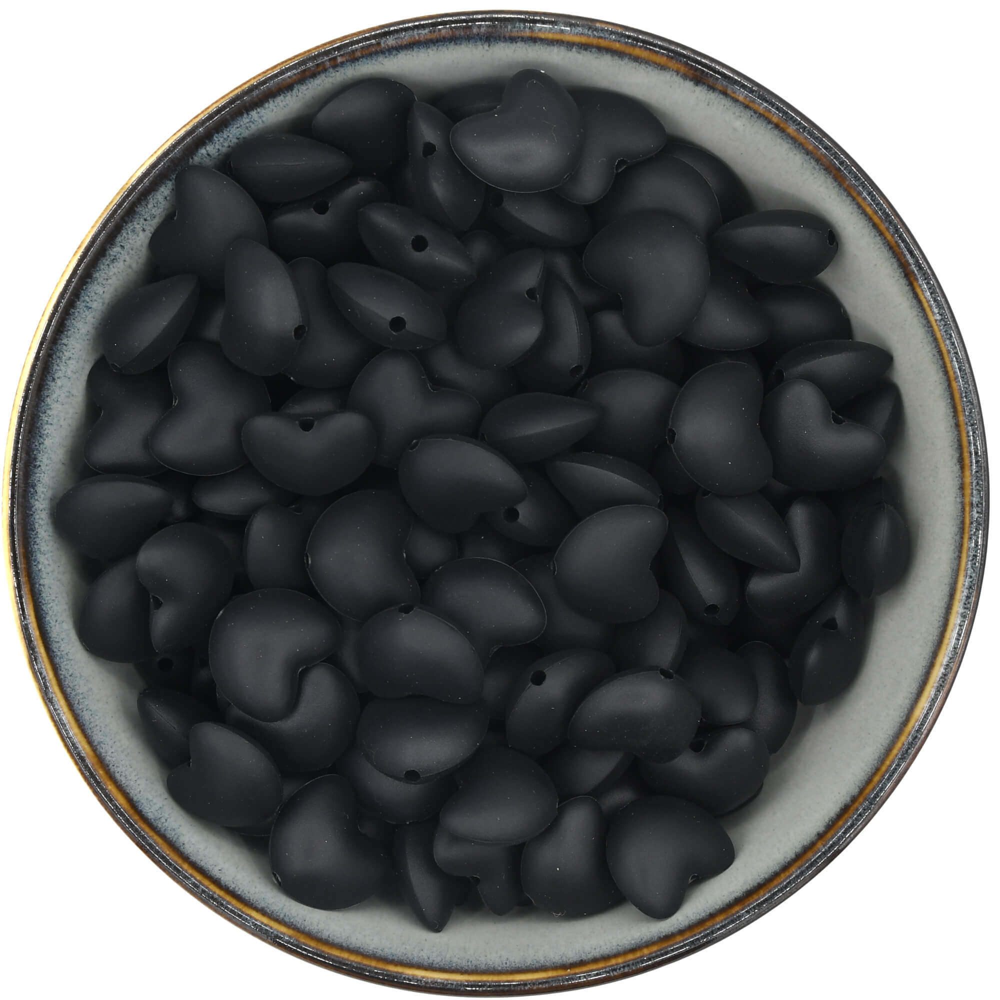 Siliconen kraal hartje in het zwart