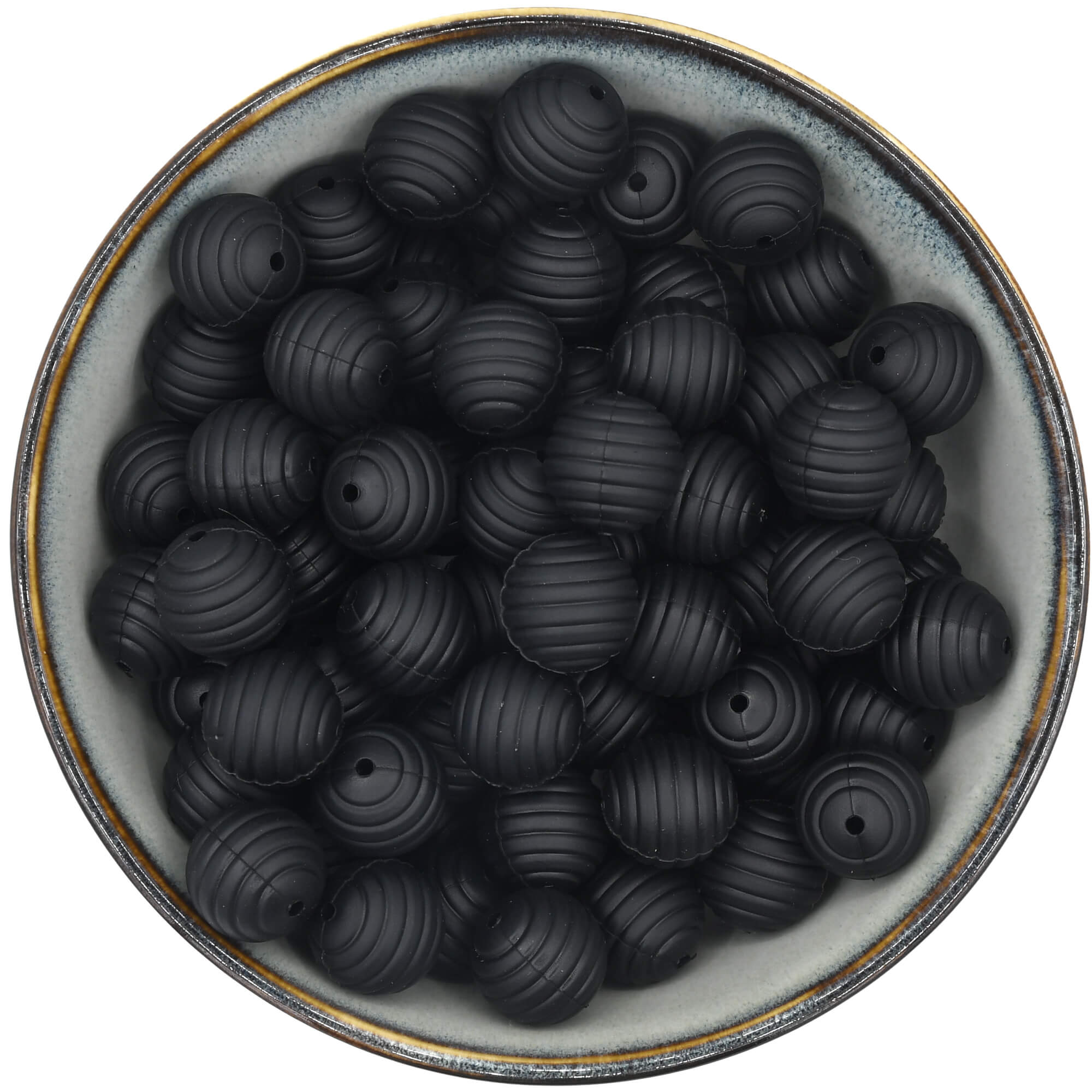 Siliconen ribbelkraal 18 mm in het zwart
