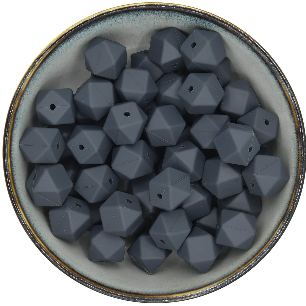 Siliconen kraal Antraciet Hexagon 17 mm