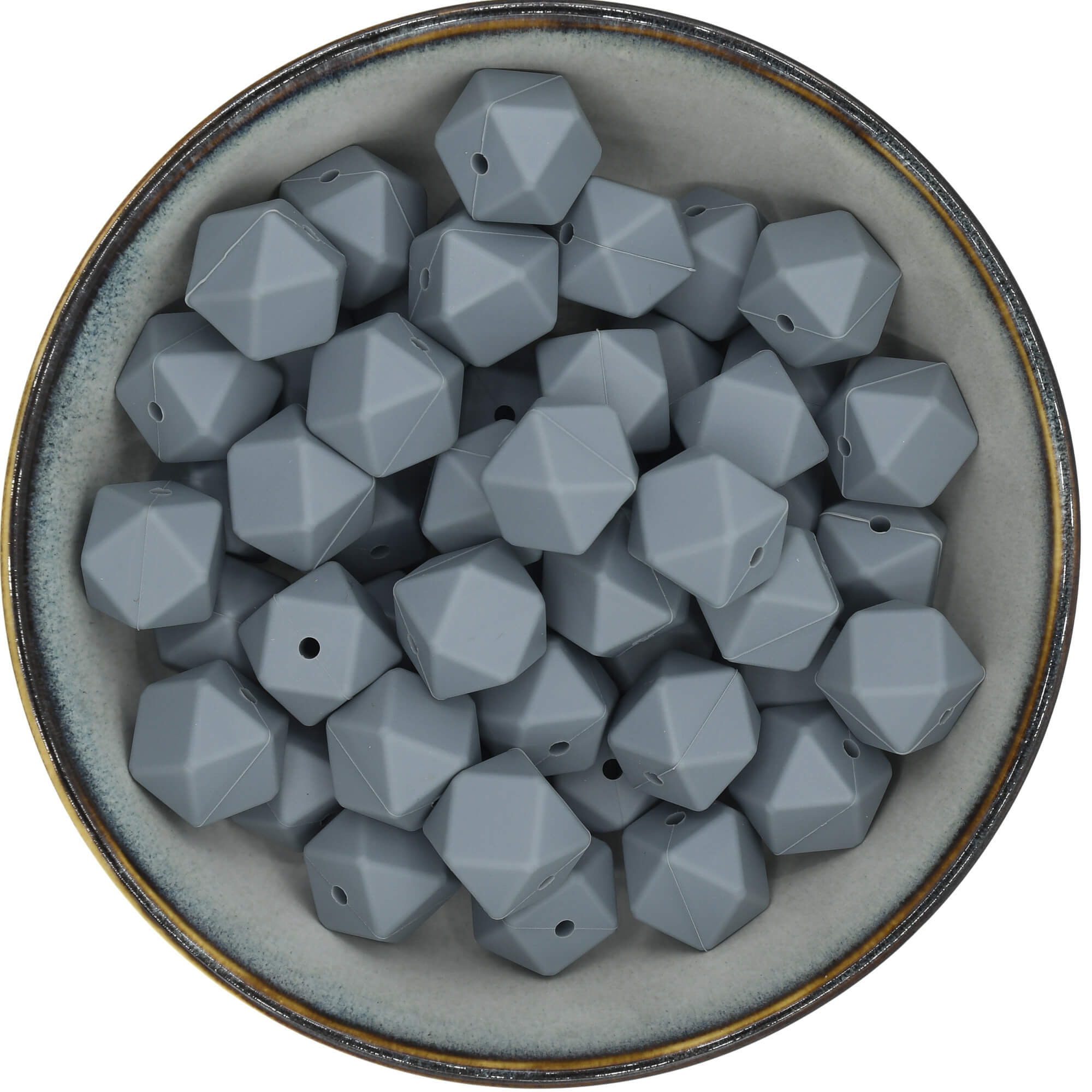 Siliconen kraal hexagon 17 mm in de kleur Grijs