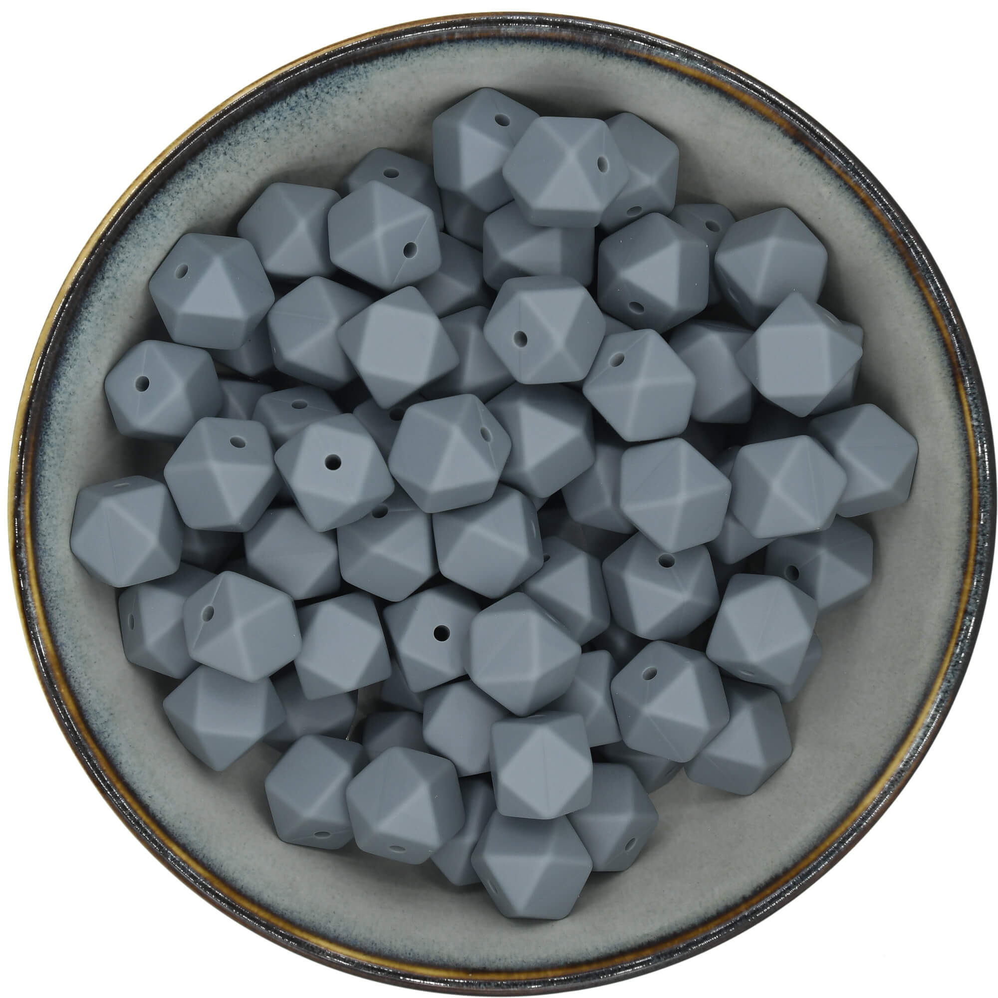 Siliconen kraal mini-hexagon 14 mm in de kleur Grijs