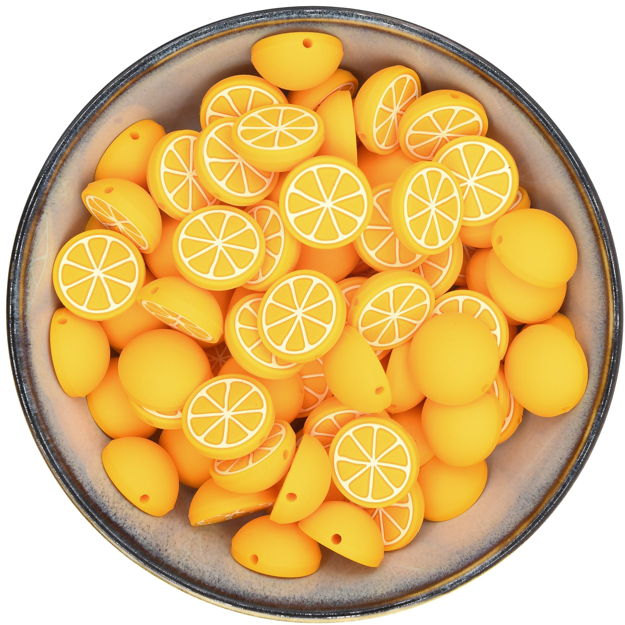 Siliconen figuurkraal in de vorm van een halve sinaasappel