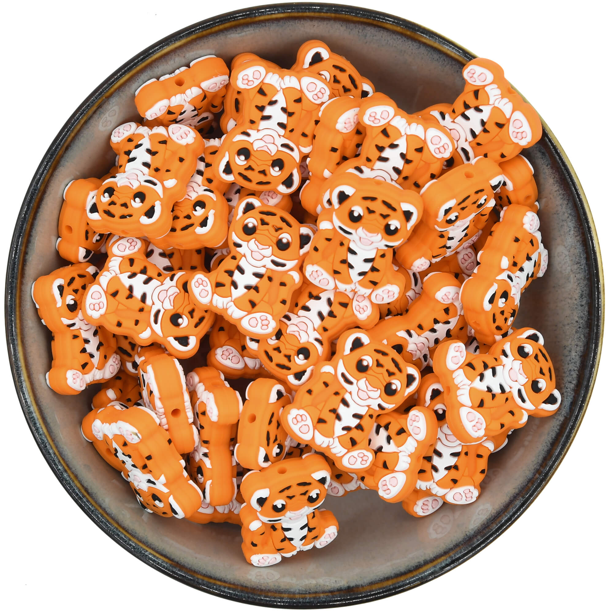 Siliconen Figuurkraal in de vorm van een oranje tijger