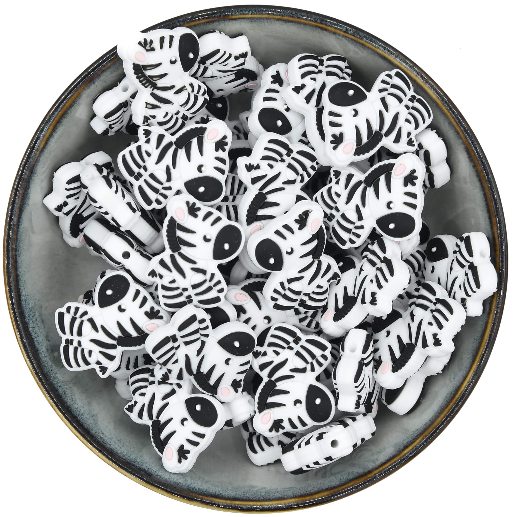 Siliconen figuurkraal in de vorm van een zebra