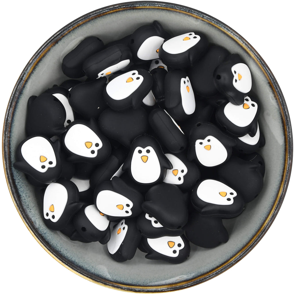 Siliconen figuurkraal in de vorm van een grappige pinguïn