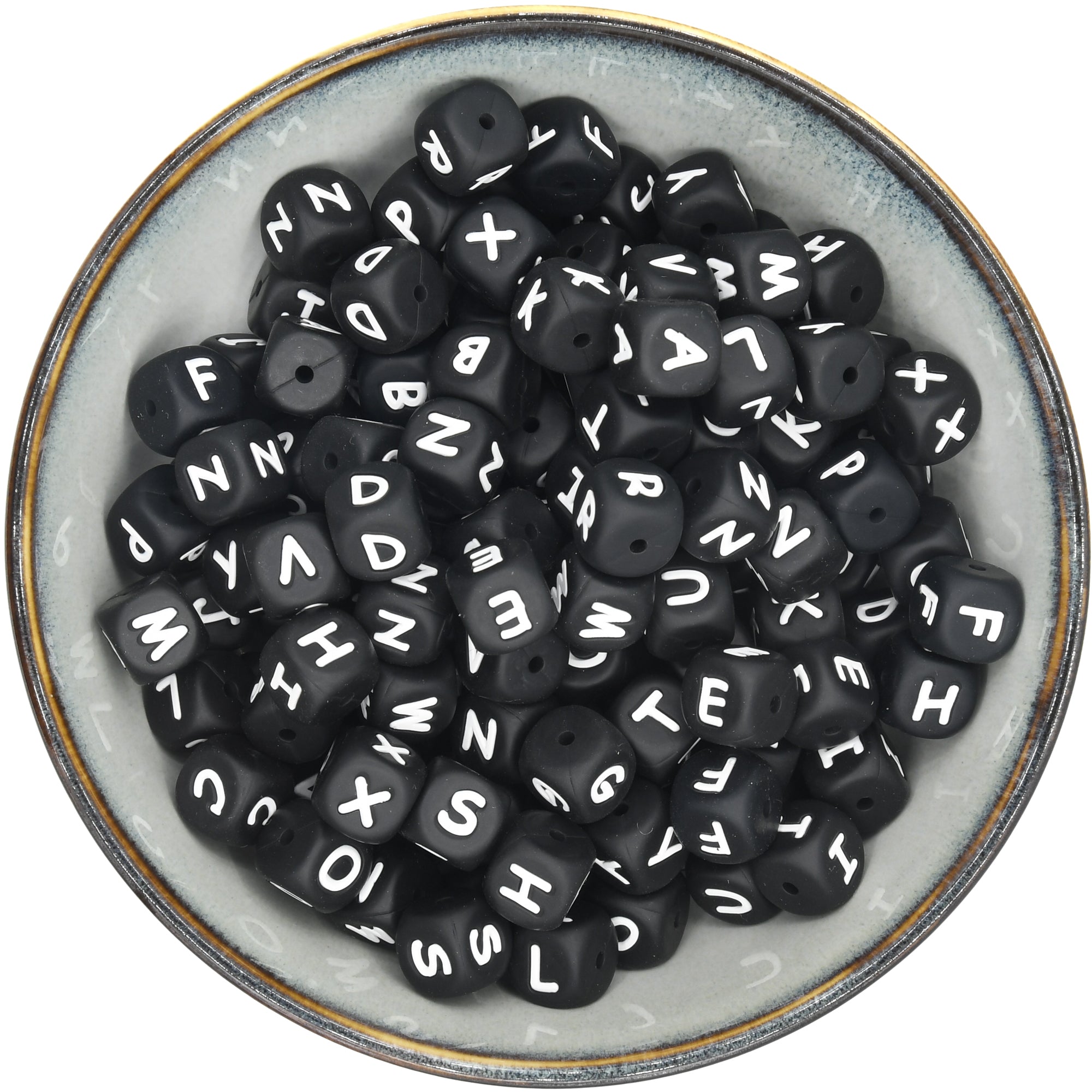Siliconen Letterkralen Zwart Compleet Alfabet