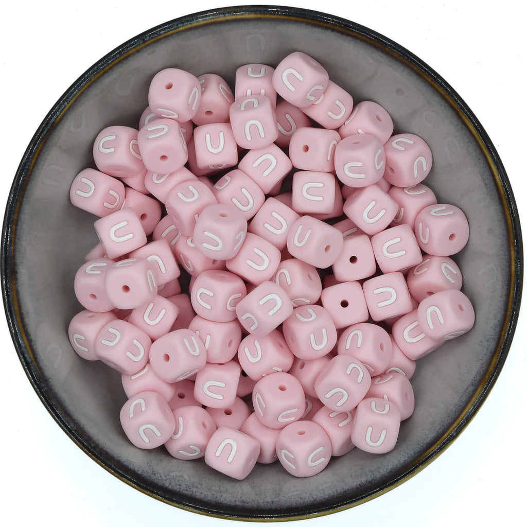 Siliconen Letterkraal 12 mm Roze - U