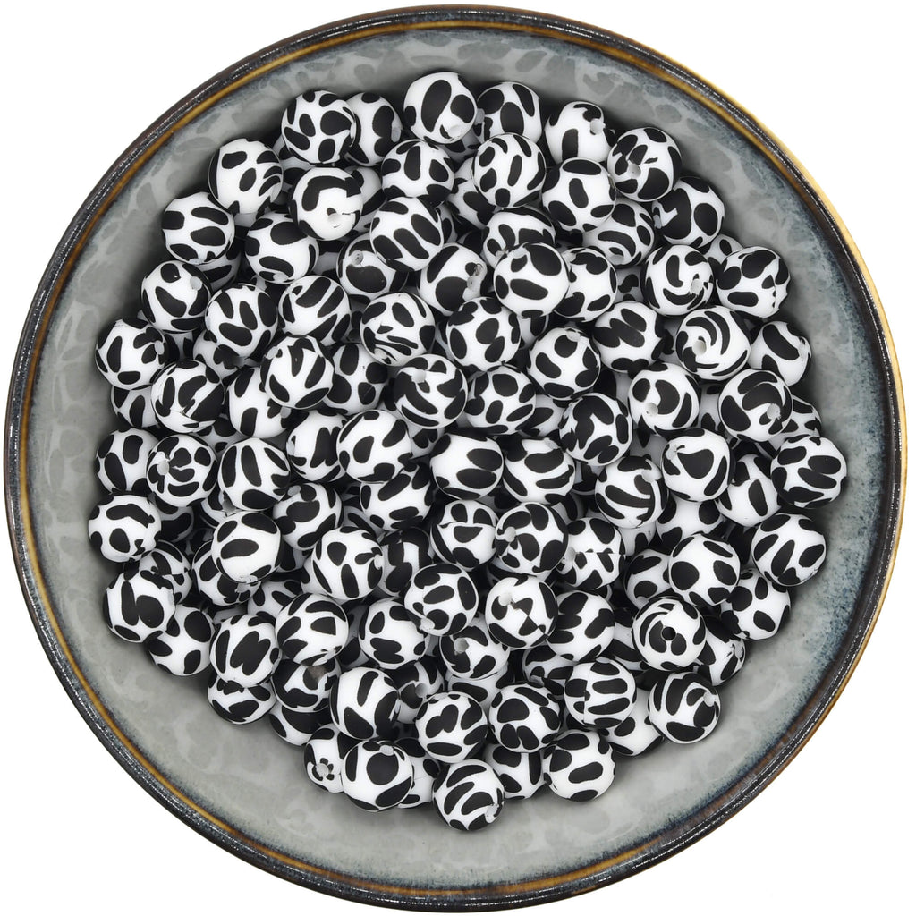 Siliconen kraal van 12 mm met een dalmatiërprint