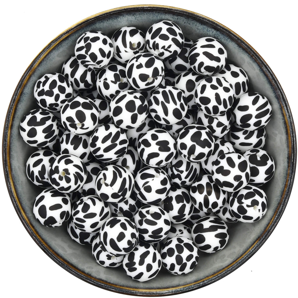Siliconen kraal van 19 mm met een dalmatiërprint