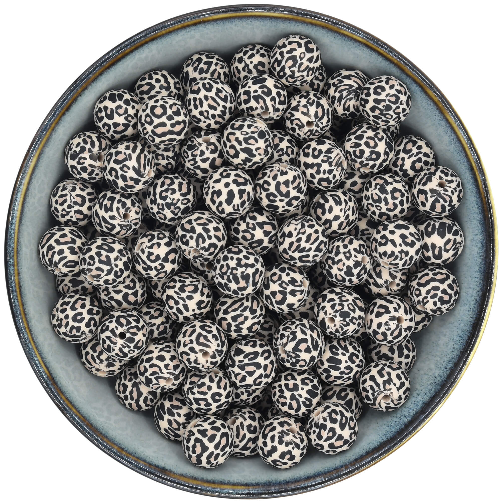 Siliconen Kraal panterprint 15 mm