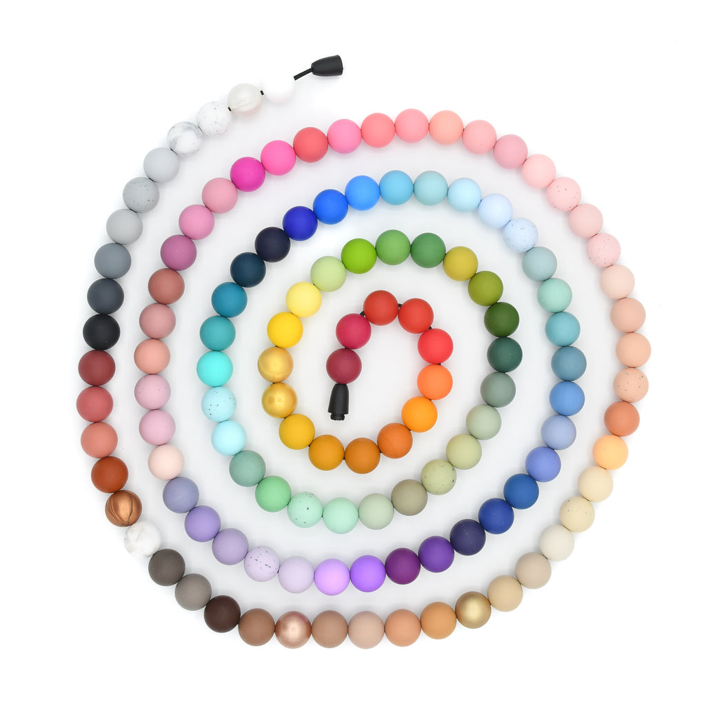 Siliconen kralen kleurenkoord met alle 126 vaste kleuren uit het assortiment